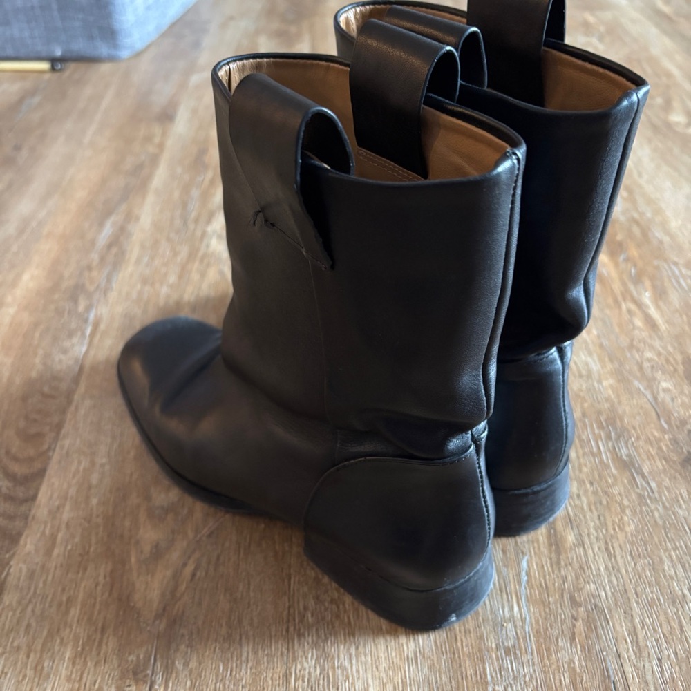 ZARA Black Leather Heeled Pull On Boots - Picture 3 of 7